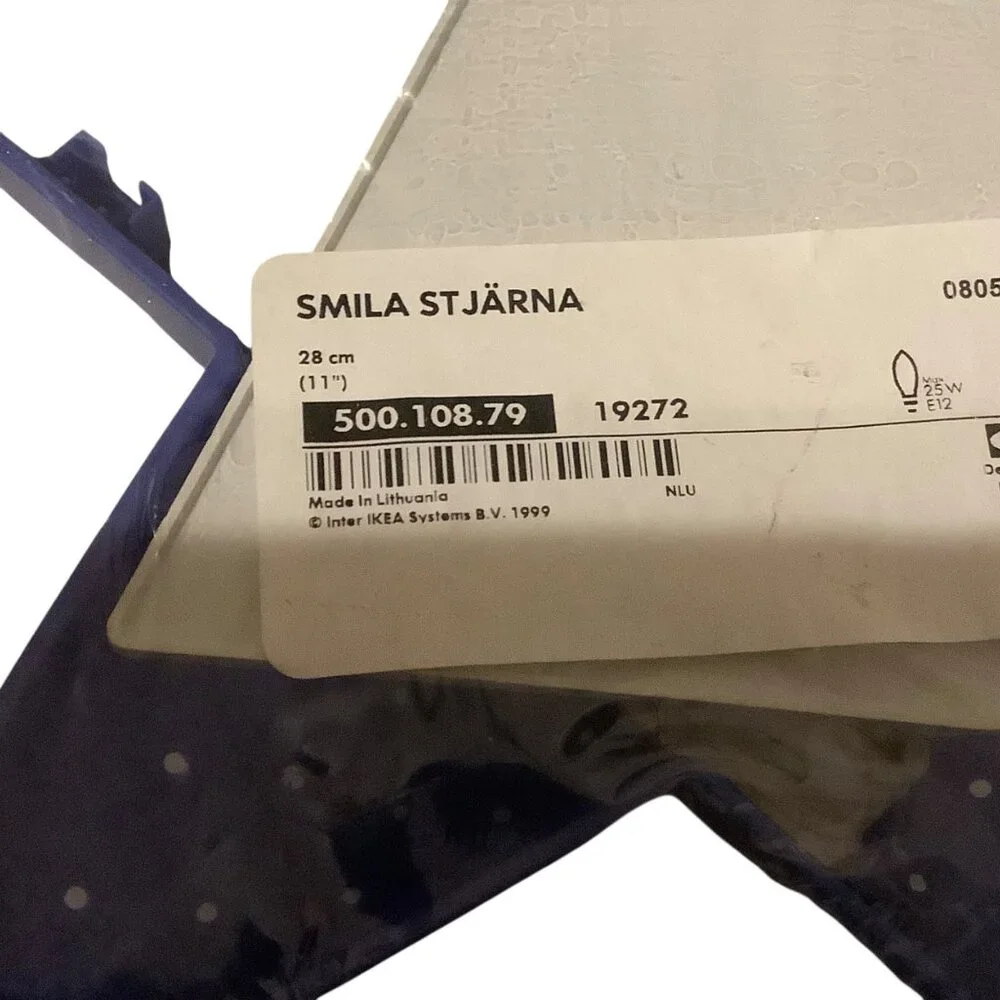 Ikea Smila Stjärna Star-Shaped Wall Lamp 28 Cm Blue Plastic Childrens Room Light